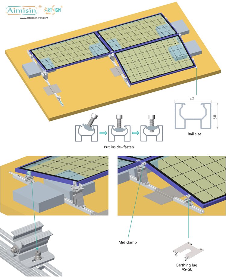 solução de montagem solar com lastro