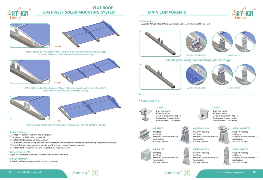 Sistema de rack de montagem solar em telhado plano