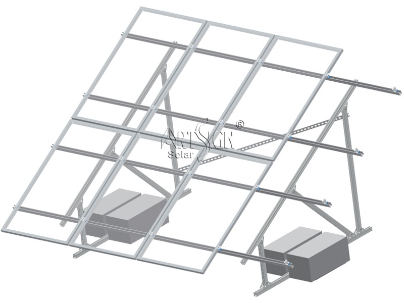 ArtSign ground solar mounting system with concrete foundation 