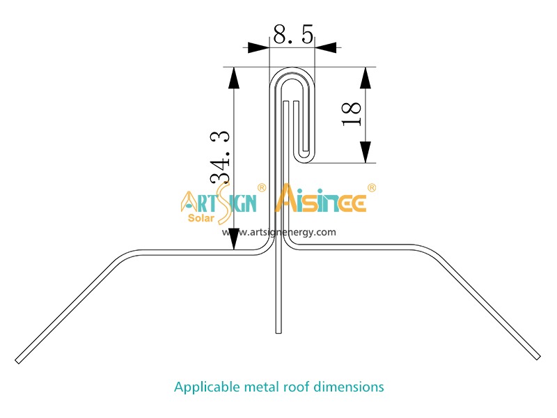 Braçadeira de telhado de alumínio com junta vertical AS-ARH-31 | ART SIGN
