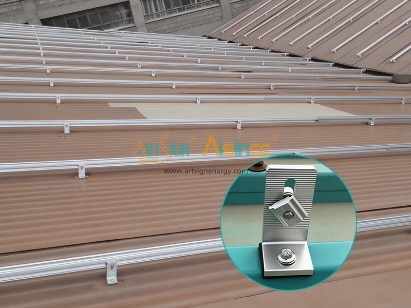 Suporte universal solar em alumínio anodizado com base em L para telhados metálicos | Art Sign