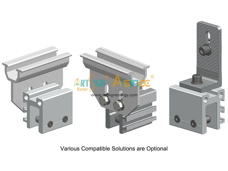 Suporte de alumínio 6005-T5 para montagem de módulo solar fotovoltaico PV com mini trilho AS-N12 |Art Sign