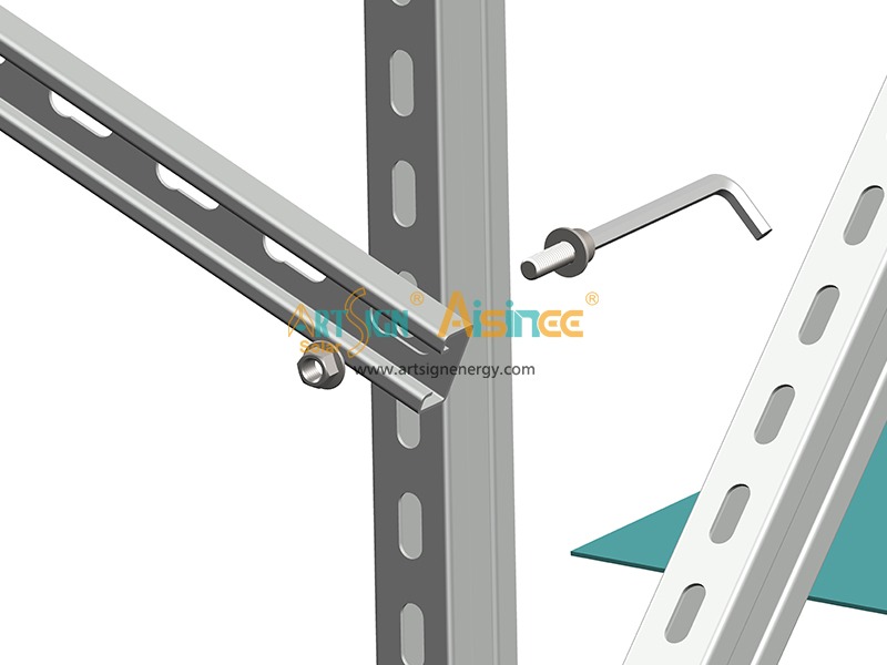 série de módulos T para montagem no solo em aço galvanizado por imersão a quente - seção C41×52