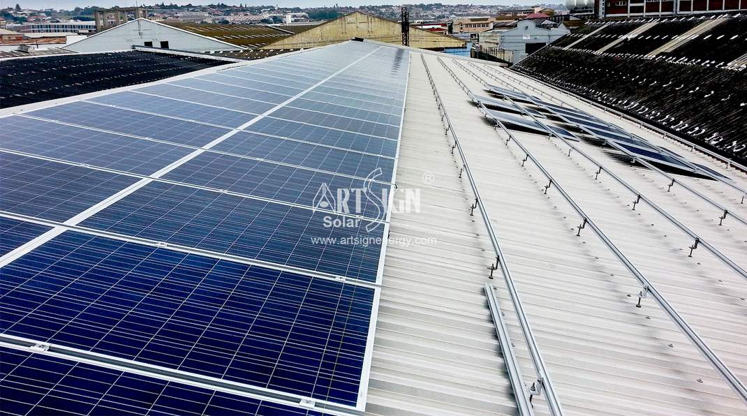 Sistema de montagem de telhado de metal solar com l pés