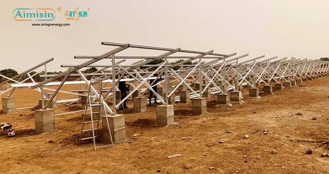 Estrutura solar de alumínio de 210KW montada no solo no Mali